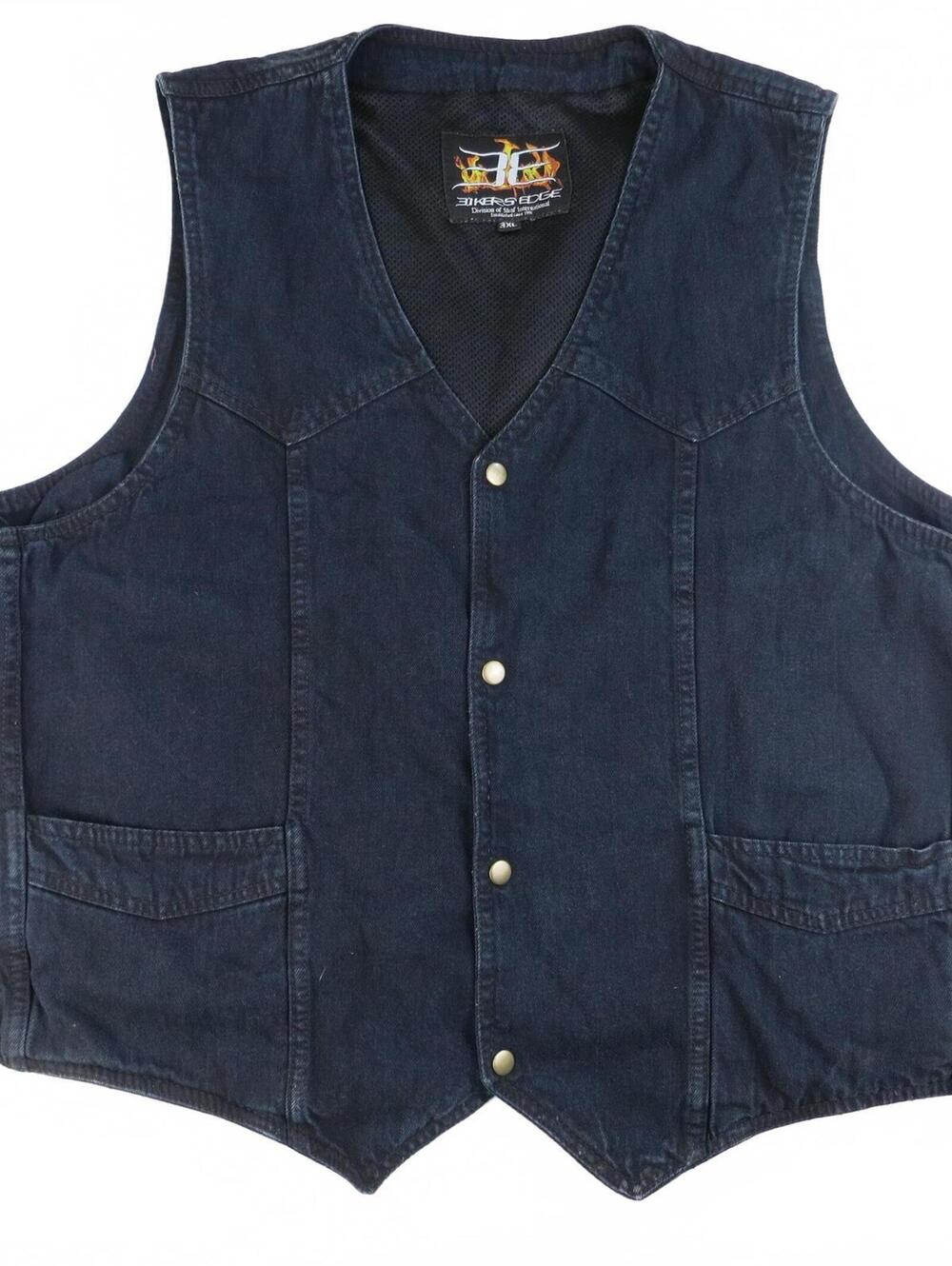 Vintage Bikers Edge Black Denim Motorcycle Vest 3XL